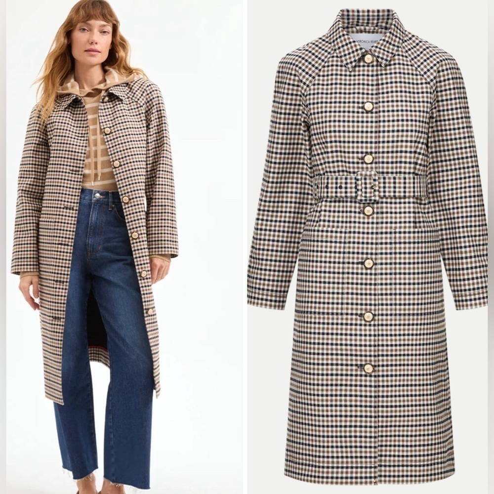Veronica Beard Quinton Plaid Trench Coat NWT